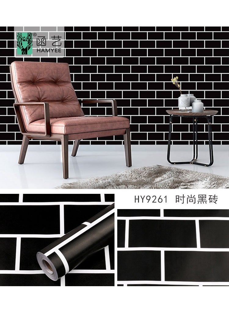 Generic - Foreign trade wholesale wallpaper self-adhesive waterproof fashion brick pattern marble cement TV background wall cloth wallpaper 35096 refreshing white-10 m - Image 1