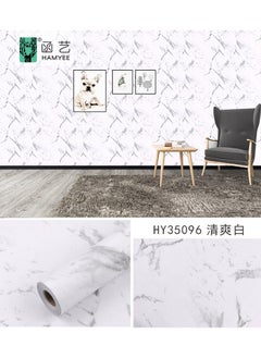 Foreign trade wholesale wallpaper self-adhesive waterproof fashion brick pattern marble cement TV background wall cloth wallpaper 35096 refreshing white-10 m