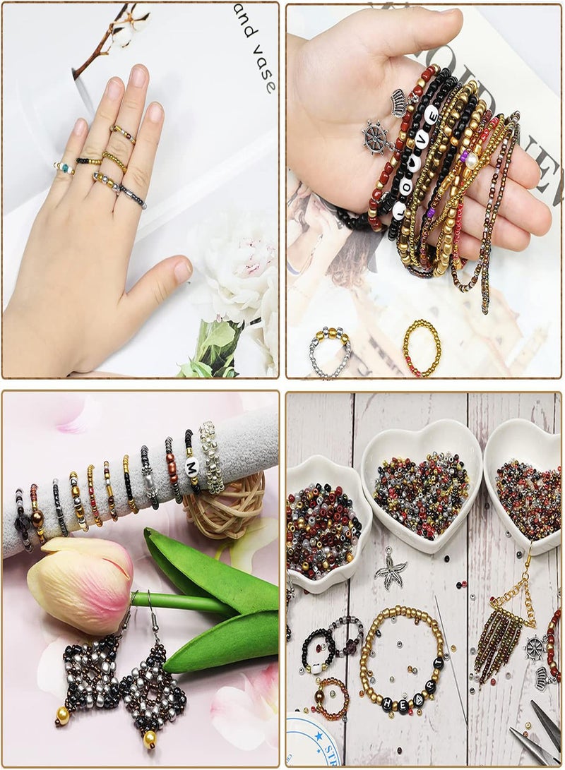 GGOOT Bulk 4mm Mixed Colour Seed Beads for Jewelry Making 110 Grams About 1350pcs 6/0 Glass Craft Beads for Making Earrings, Bracelets, Pendants, Waist Jewelry, DIY Handmade Seed Beads  - Image 5