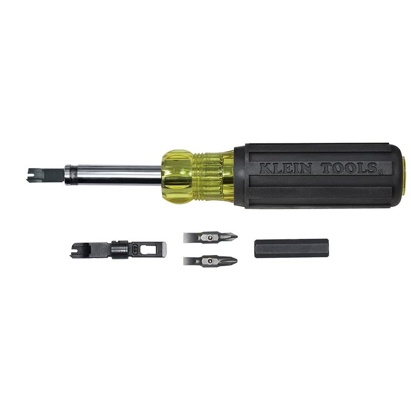 Klein Tools VDV001081 MultiBit Screwdriver Punchdown Screwdriver BayonetedStyle MultiTool with HeavyDuty Blade Barrel for Bit Storage
