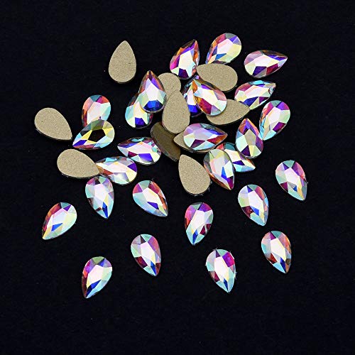 Tisslan 100pcs Crystal AB Foiled Pear Shape Flatback Rhinestone 3 Sizes Mix Nail Art Stones Decorations Jewels for DIY Supplies - Image 5