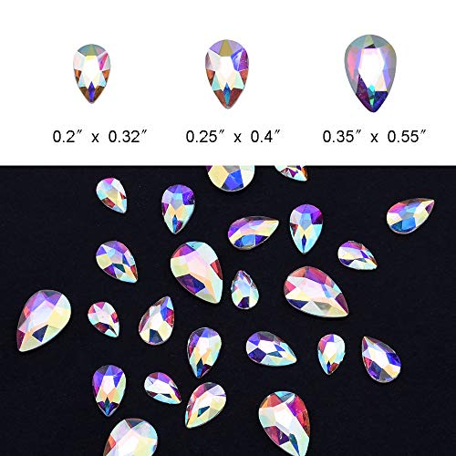 Tisslan 100pcs Crystal AB Foiled Pear Shape Flatback Rhinestone 3 Sizes Mix Nail Art Stones Decorations Jewels for DIY Supplies - Image 2