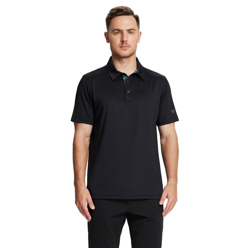 M MAELREG Polo Shirts for Men Short Sleeve Performance Moisture Wicking Quick Dry Casual Collared Menâ€™s Polo Shirts Black - Image 2
