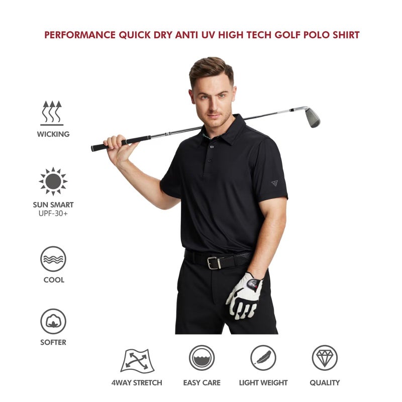 M MAELREG Polo Shirts for Men Short Sleeve Performance Moisture Wicking Quick Dry Casual Collared Menâ€™s Polo Shirts Black - Image 5