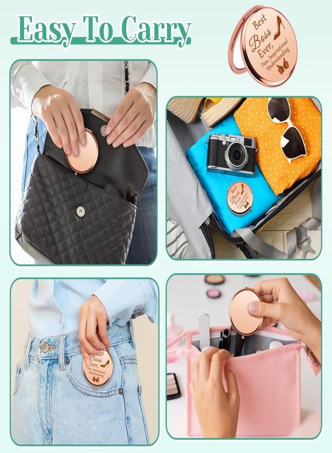 Mikela Best Boss Gifts Compact Mirror Boss Lady Leader Appreciation Gift Makeup Mirror Inspirational Office Gifts for Women Leader Leaving Retirement Birthday Christmas Boss's Day Gift for Manager Coworker - Image 5