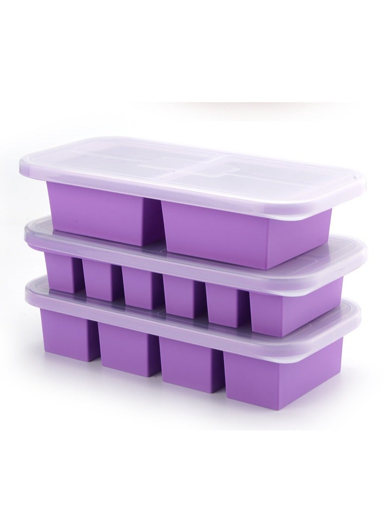 Bluejw Set Of 3 Pcs Silicone Freezing Molds With Lids Refrigerated Food Boxes Storage Boxes Silicone Ice Granules Ice Grid Molds Ice Making Boxes Freshness Boxes - Image 1