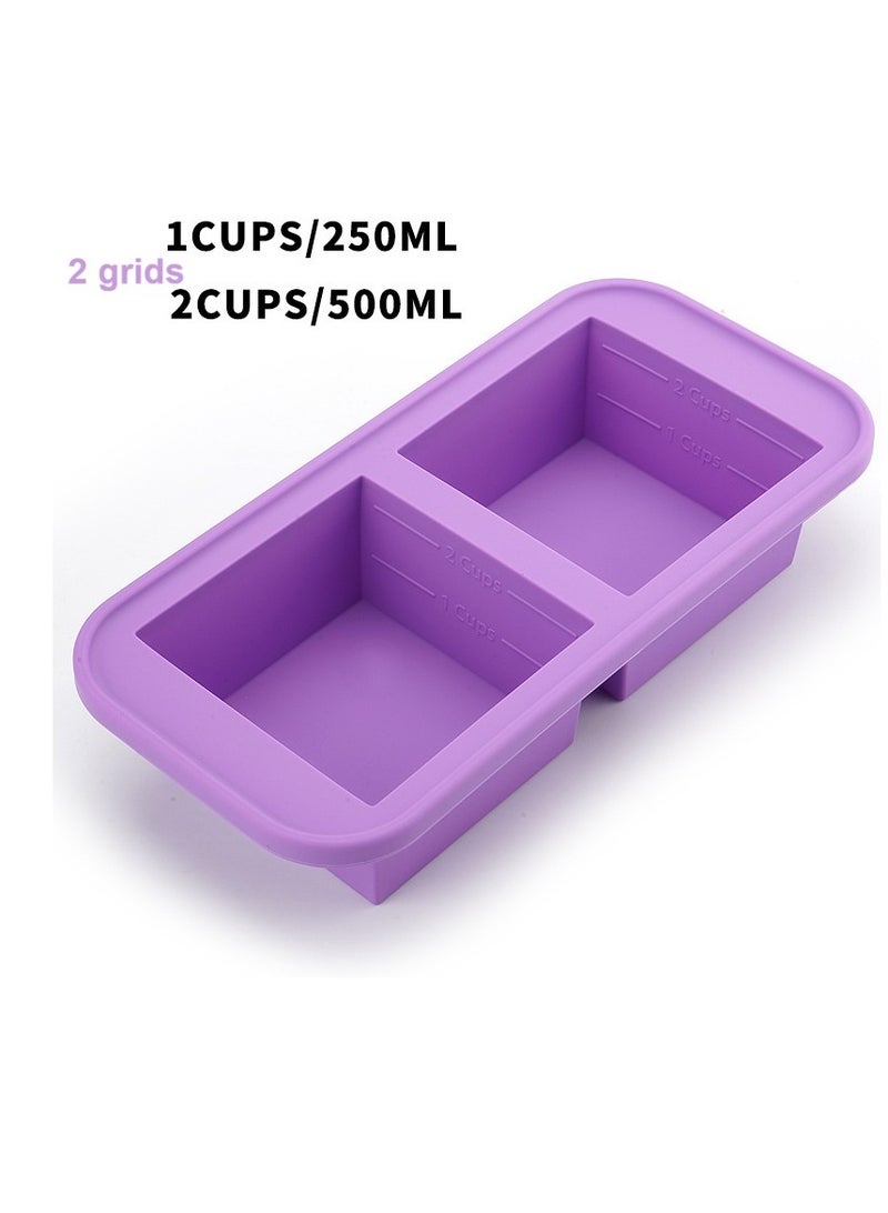 Bluejw Set Of 3 Pcs Silicone Freezing Molds With Lids Refrigerated Food Boxes Storage Boxes Silicone Ice Granules Ice Grid Molds Ice Making Boxes Freshness Boxes - Image 2
