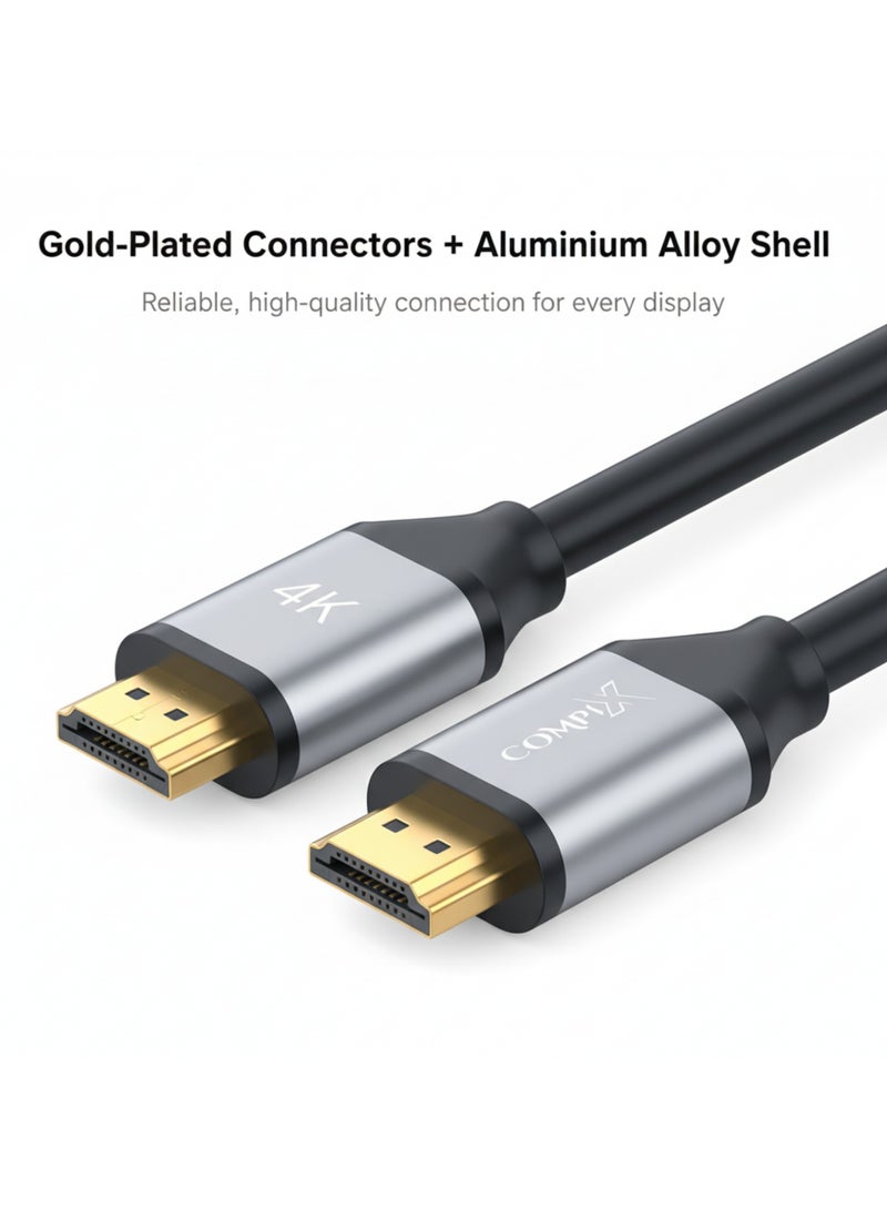 COMPIX HDMI 2.0 Cable 1.5M High-Speed 18Gbps, 4K@60Hz Ultra HD Gold-Plated HDMI Cable, Full HD 1080p, 3D  Cord for PS5/PS4 PlayStation Xbox Laptop PC TV Projector (Black) - Image 2