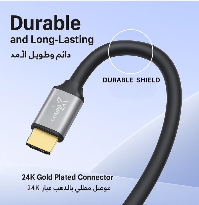 COMPIX HDMI 2.0 Cable 1.5M High-Speed 18Gbps, 4K@60Hz Ultra HD Gold-Plated HDMI Cable, Full HD 1080p, 3D  Cord for PS5/PS4 PlayStation Xbox Laptop PC TV Projector (Black) - Image 3