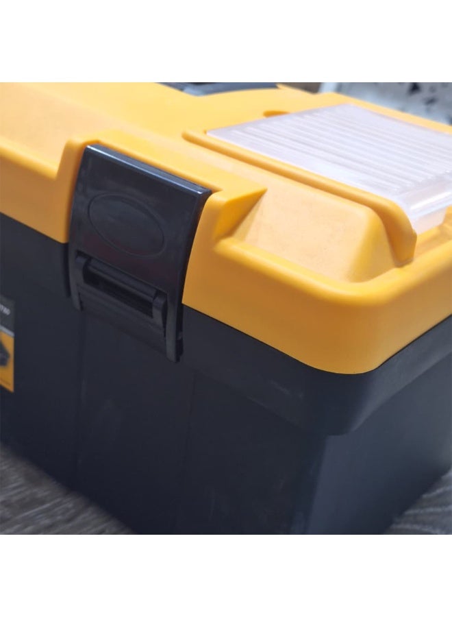 ABC Portable Tool Storage Box 19" , Heavy Duty Plastic Tool Box with Double Lock, Lightweight Organizer Case with Transparent Lid for Tools, Accessories and Household Use - Image 3