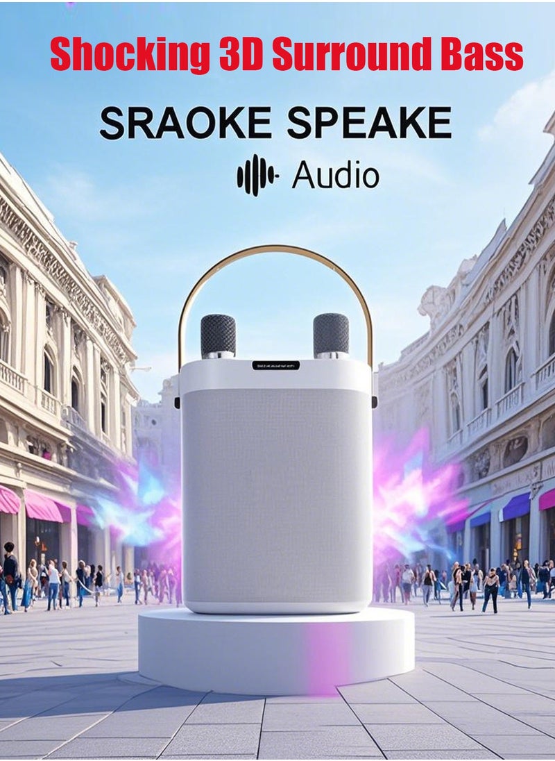 HANAMICHI Portable Karaoke Machine with 2 Wireless Microphones for Adults, Kids Portable Bluetooth Speaker PA System, Singing Machine with Echo and Vocal Cut, Support TF, AUX-in, Suitable for Family Party, Meeting  - Image 4