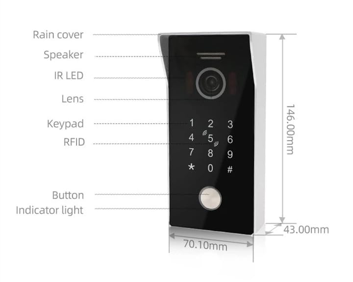 Okos Okos 7Inch WiFi Video Door Phone HD Screen Doorbell Intercom with Night Vision Motion Detection Remote Unlock Home Security for Apartments Villas  - Image 3