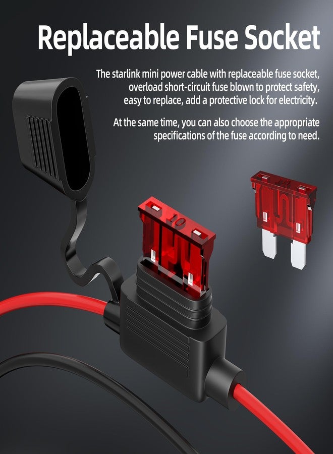 DAIERTEK Starlink Mini DC Power Cable with 10A Fuse & SAE Connector, 18AWG Power Cord for Vehicle, Camping, Trailer, RV - Image 3
