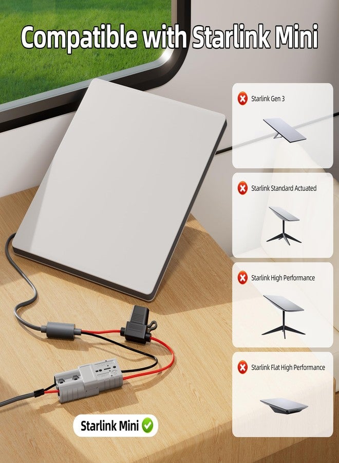 DAIERTEK Starlink Mini DC Power Cable with 10A Fuse & SAE Connector, 18AWG Power Cord for Vehicle, Camping, Trailer, RV - Image 2