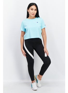 Champion Women Sportswear Fit Brand Logo Short Sleeves Crop Top, Turquoise  - Image 3