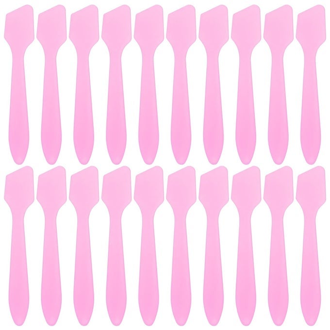 300 PCS MINI COSMETIC SPATULAS 3.2" X 0.6" DISPOSABLE MAKEUP SPATULAS, PLASTIC SPATULAS PINK FACIAL CREAMS SKIN CARE SPATULAS