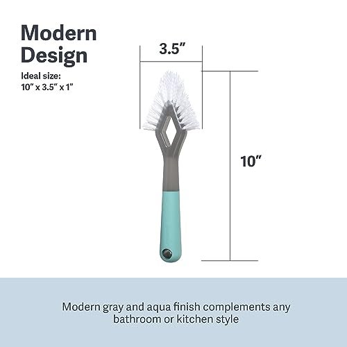 Casabella Smart Scrub Heavy Duty Tile and Grout Cleaning Brush, Gray, Grey/Aqua (15933) - Image 5
