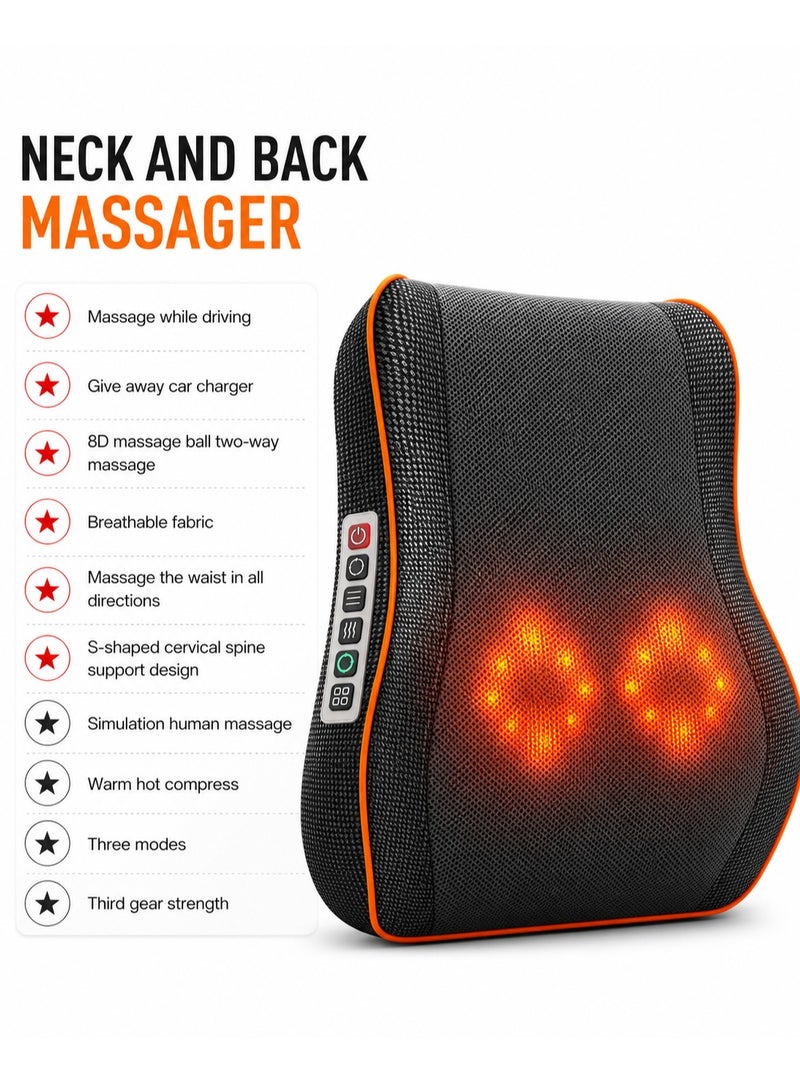 DBLEW Shaitsu Cervical Spine Pillow Massager Neck Waist Shoulder Lumbar Back Body Car Cushion - Image 2