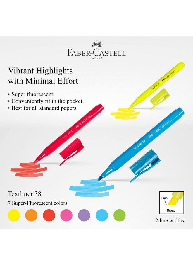 FABER-CASTELL - Textliner 38 Superfluorescent Highlighter Pen Markers Highlighters Assorted Colors ; Chisel Tip Highlighter Pens ; Lightweight Slim Design & Slim Barrel 10 Count (Red) - Image 1
