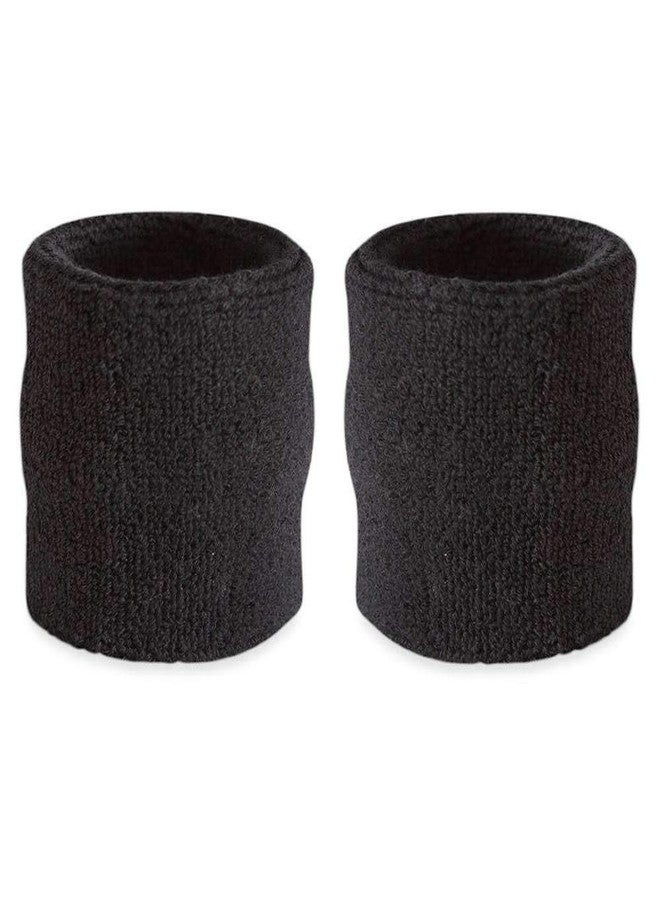 Suddora Wrist Sweatbands, Absorbent and Breathable Thick Cotton Bands for Working Out, Gymnastics, Basketball, Tennis, and Football, Multiuse Wristbands for Costumes and Cosplay (Pair) (Black) - Image 1