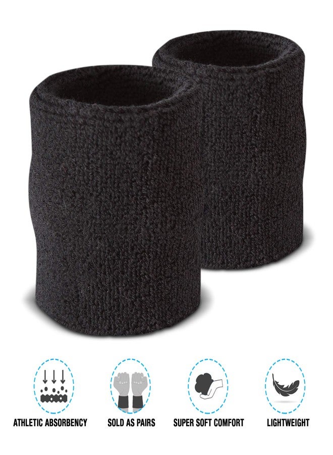 Suddora Wrist Sweatbands, Absorbent and Breathable Thick Cotton Bands for Working Out, Gymnastics, Basketball, Tennis, and Football, Multiuse Wristbands for Costumes and Cosplay (Pair) (Black) - Image 3