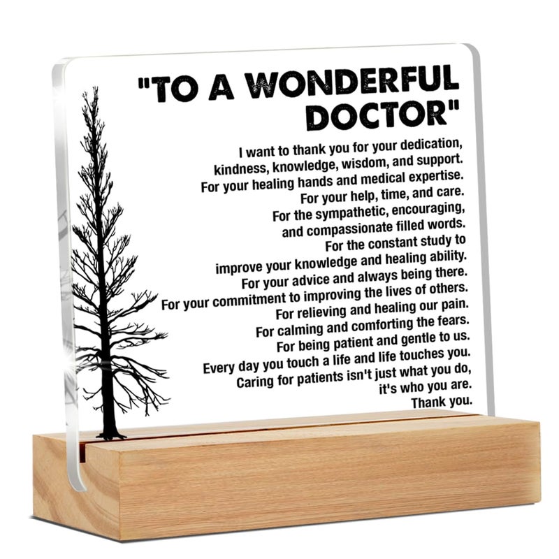 ZOSAN Best Doctor Gifts, Thank You Appreciation Doctor Gifts, to a Wonderful Doctor Clear Desk Decorative Sign Home Office Acrylic Decor - Image 1