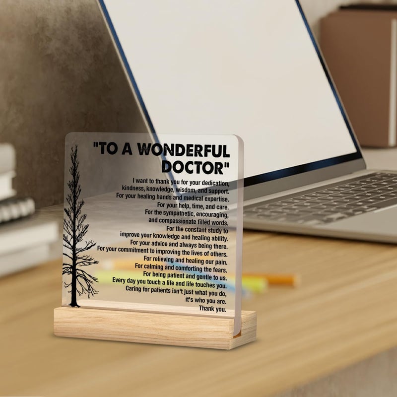 ZOSAN Best Doctor Gifts, Thank You Appreciation Doctor Gifts, to a Wonderful Doctor Clear Desk Decorative Sign Home Office Acrylic Decor - Image 3