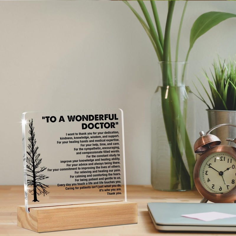 ZOSAN Best Doctor Gifts, Thank You Appreciation Doctor Gifts, to a Wonderful Doctor Clear Desk Decorative Sign Home Office Acrylic Decor - Image 4