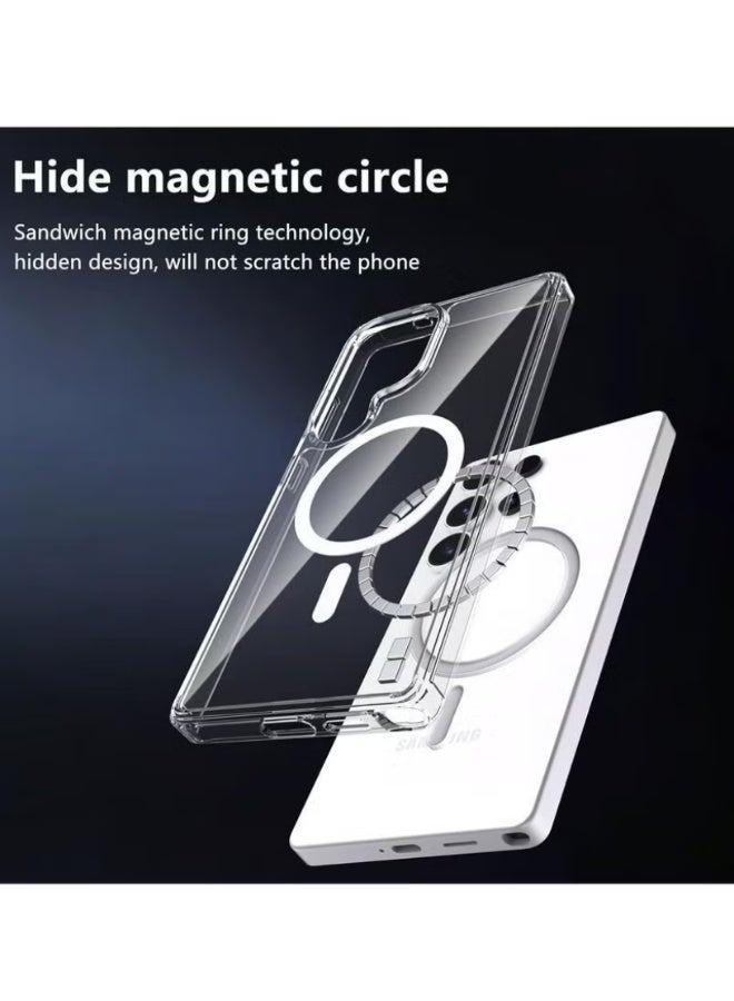 Clear Magnetic Case with Screen Protector for Samsung Galaxy S25 Ultra Built-in Magnetic Ring Compatible with MagSafe with 2-Pack Tempered Glass Screen Protector | WIDGETS MATRIX - Image 3