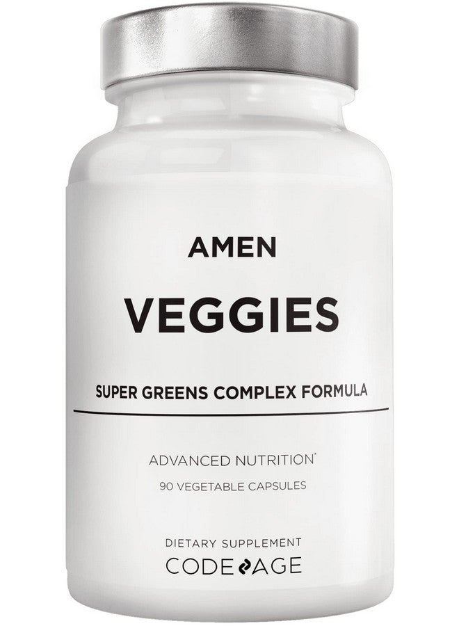 Amen Veggies Daily Veggies Vitamins Supplement Vegetables Vegan Blend & Wholefood Raw Greens Multivitamin Capsules Mushroom Complex Superfood Minerals Green Vegetable Nutrients Nongmo 90 Ct - Image 1