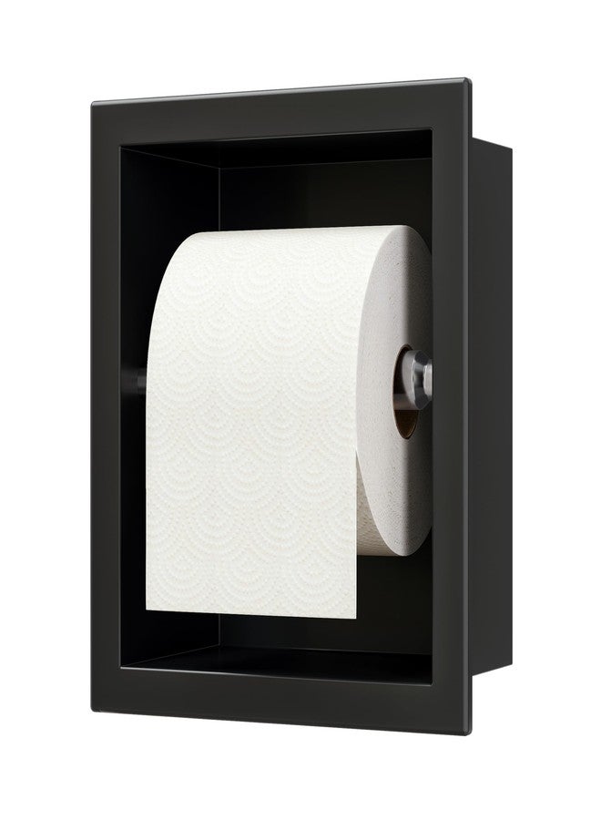 Neodrain Recessed Toilet Paper Holder - 304 Stainless Steel Built-in Wall Mount Bathroom Tissue Dispenser for Mega Rolls (Matte Black) - Image 1
