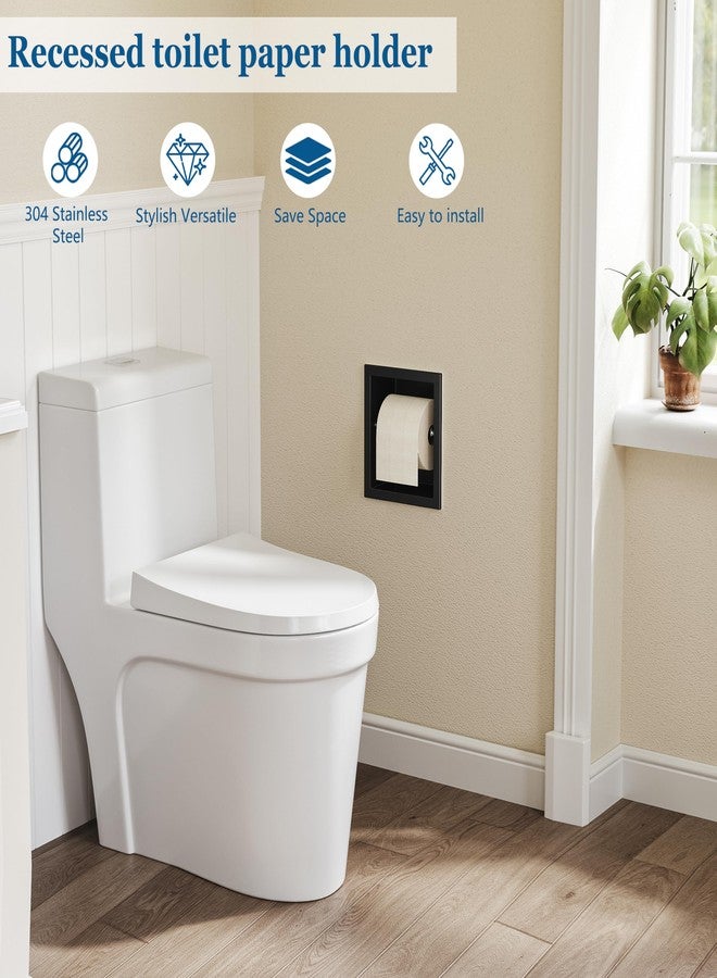 Neodrain Recessed Toilet Paper Holder - 304 Stainless Steel Built-in Wall Mount Bathroom Tissue Dispenser for Mega Rolls (Matte Black) - Image 3