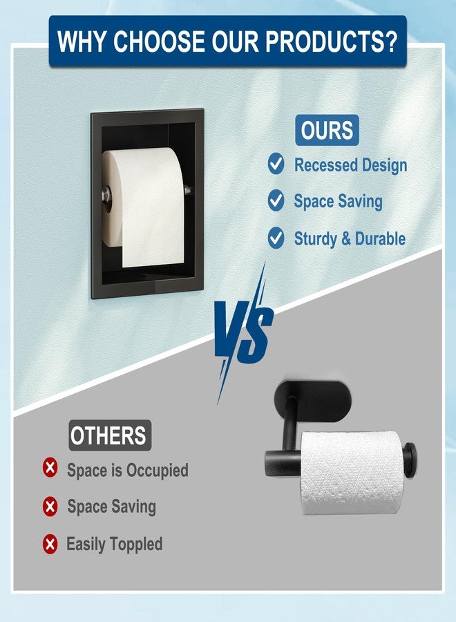 Neodrain Recessed Toilet Paper Holder - 304 Stainless Steel Built-in Wall Mount Bathroom Tissue Dispenser for Mega Rolls (Matte Black) - Image 5