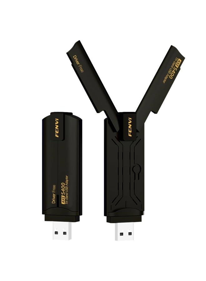 F FENVI FENVi AX5400 WiFi 6E USB Adapter for PC, Tri-Band 6GHz 2402Mbps Wireless Network Card for Laptop Desktop, WPA3, MU-MIMO, OFDMA, Supports Windows 11/10 - Image 1