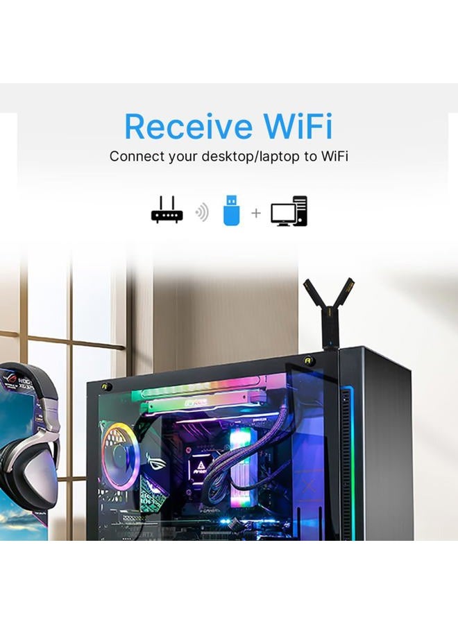 F FENVI FENVi AX5400 WiFi 6E USB Adapter for PC, Tri-Band 6GHz 2402Mbps Wireless Network Card for Laptop Desktop, WPA3, MU-MIMO, OFDMA, Supports Windows 11/10 - Image 5