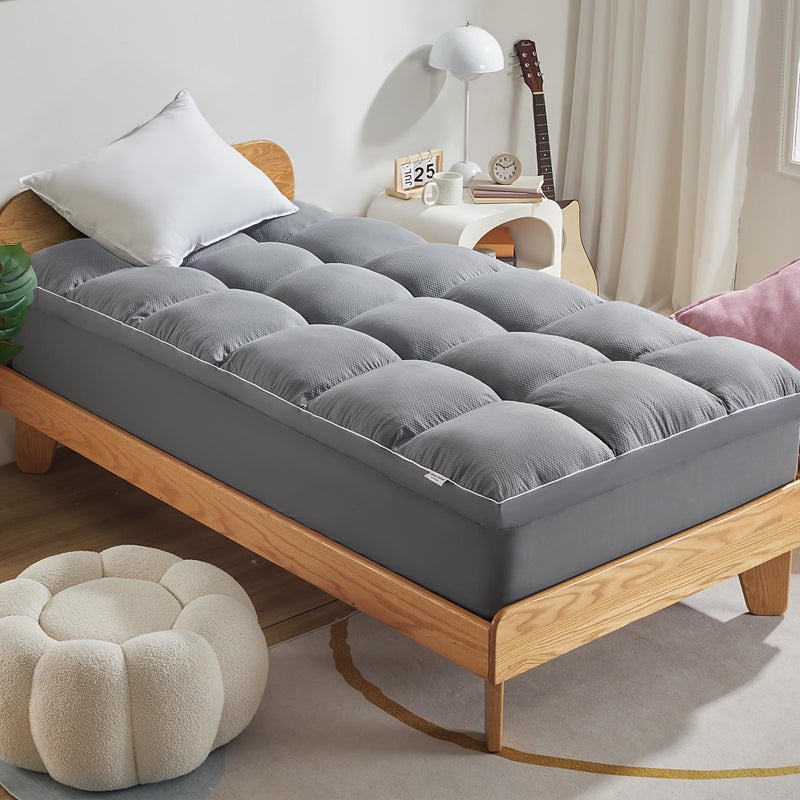 SLEEP ZONE Mattress Topper Twin Size Extra Thick Fitted Mattress Pad for Back Pain Plush and Support Mattress Cover Deep Pockets Mattress Protector Hotel Quality Grey Twin - Image 2