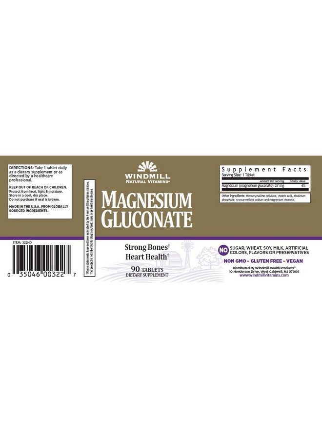 WINDMILL Magnesium Gluconate 90 Tabs - From Windmill (2Pk) - Image 5