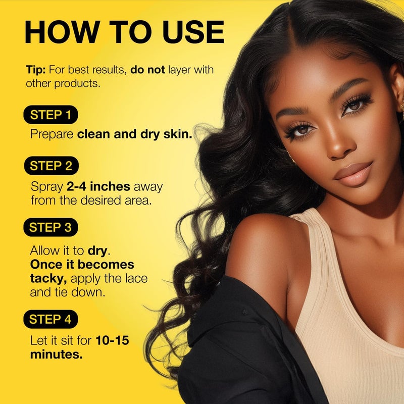 EBIN NEW YORK Wonder Lace Bond Adhesive Spray Original - Extra Mega Hold 6.08 fl oz./ 180mL | Daily Use, Fast Drying, No Residue, No Build-up, All-Day Hold, Easy Daily Wig Installation - Image 4