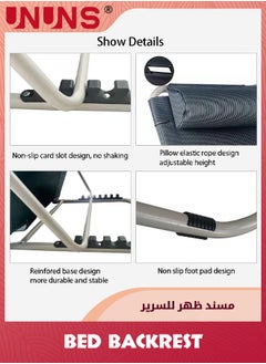 UNUNS Foldable Bed Backrest,Bed Chair With Pillow And Armrests For Adult Reading,Floor Chair Sit Up Backrest In Bed Breathable Fabric,6 Speed Adjustment  - Image 4