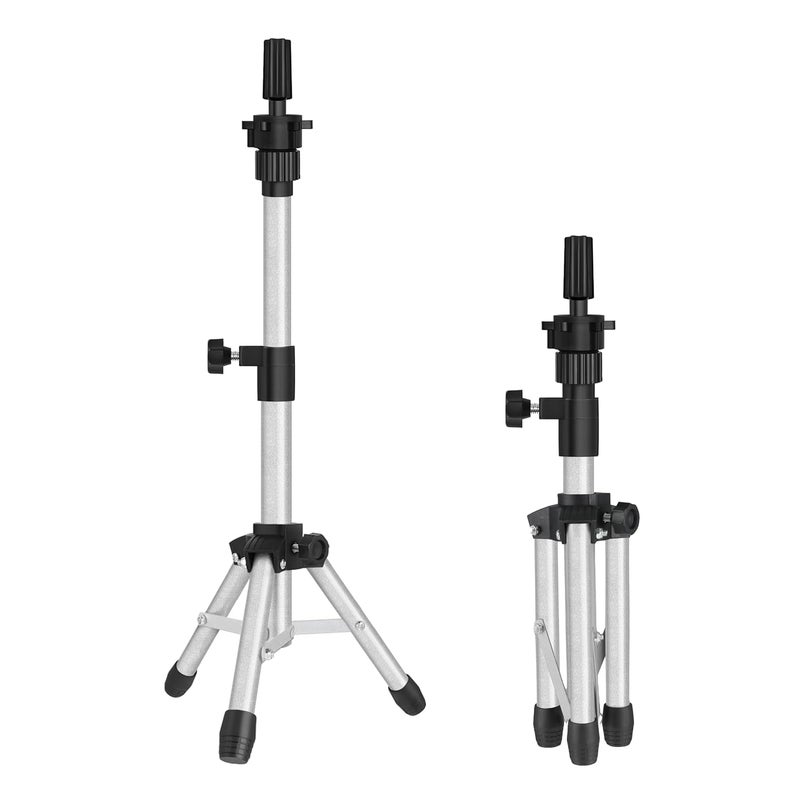 AliLeader Mannequin Head Stand Tripod for Mannequin Head Wig Stand Tripod Wig Head Stand for Training Heads and Canvas Block Head 25InchSilvery