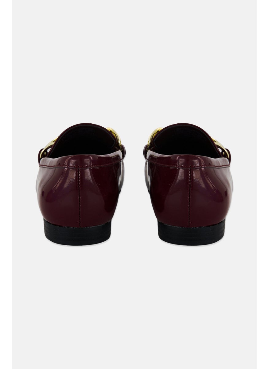 NINE WEST Women Chain Faux Leather Slip On Shoes, Burgundy  - Image 3