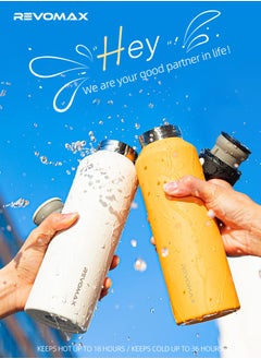 RevoMax REVOMAX Threadless Vacuum Insulated Water Bottle Effortless One Hand Operation, TwistFree, No-Screw Design 36H Cold, 18H Hot Retention with Pressure Release Valve lemon Yellow. 592ML/20oz  - Image 4