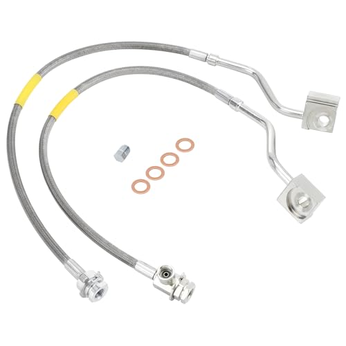 Racewill 2PCS Front Brake Lines 89310S Extended Stainless Steel Braided Brake Line Compatible with 19801996 Ford F150Ford Bronco 46 Suspension Lift - Image 1