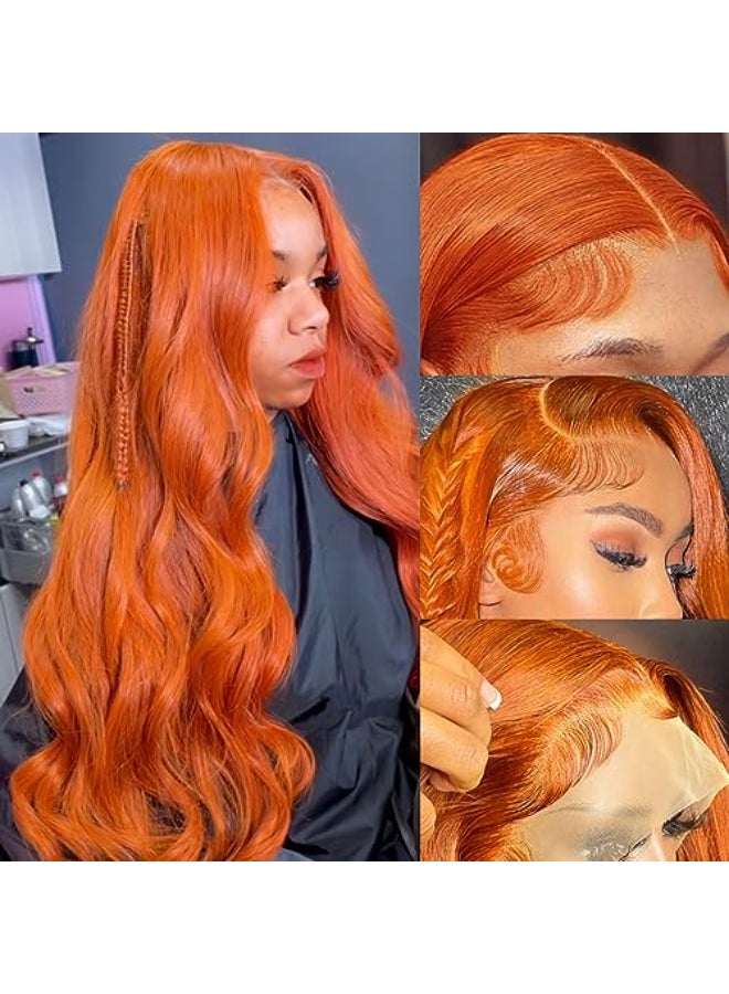 Loyom Ginger Lace Front Wigs Human Hair 13x4 Ginger Orange Body Wave Lace Front Wigs Human Hair Pre Plucked 200 Density Ginger Frontal Wig 20 Inch - Image 3