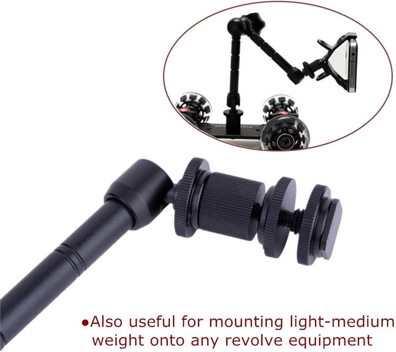 klarako Desktop Dolly Car Mobile Slider Rail Skater / 11" Articulating Adjustable Friction Magic Arm Used for Camera DSLR Photography Shot Video Recording, Multiple Accessories Provide (Magic Arm) - Image 2
