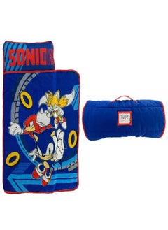 Franco Sonic The Hedgehog 24"(W) X 45"(L) Soft Toddler Nap Mat with Pillow and Blanket Perfect for Preschool, Daycare, and Travel (100% Official Licensed Product)  - Image 1