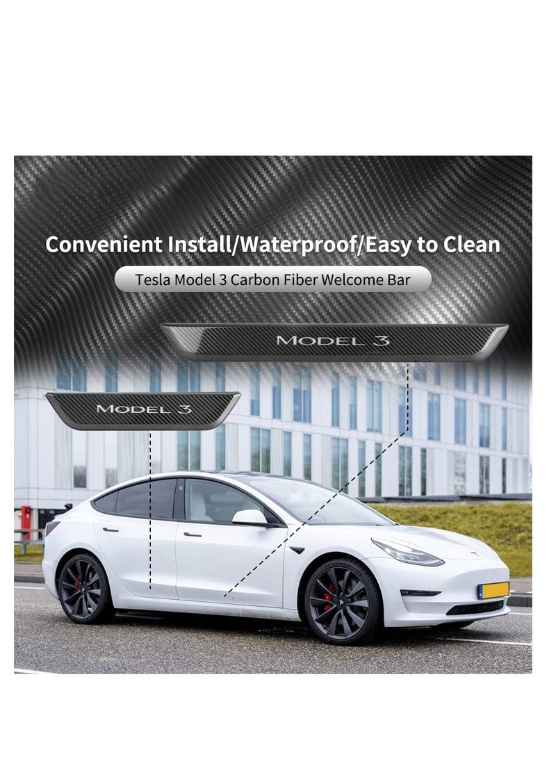 سيوسي واقي عتبة الباب مع ضوء LED لطراز Tesla 3 2017-2023، 4 قطع عتبة باب أمامية/خلفية مضيئة، لوحة تحكم مغناطيسية لإضاءة الباب وواقي دخول للباب لطراز Tesla 3 - Image 5