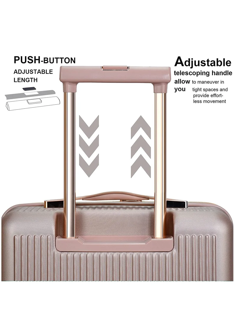 SENATOR Hard Case Luggage Trolley For Unisex ABS Lightweight 4 Double Wheeled Suitcase With Built In TSA Type Lock A5123 Rose Gold