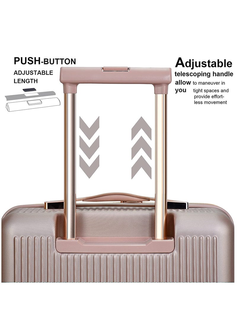 SENATOR Hard Case Luggage Trolley For Unisex ABS Lightweight 4 Double Wheeled Suitcase With Built In TSA Type Lock A5123 Rose Gold  - Image 4