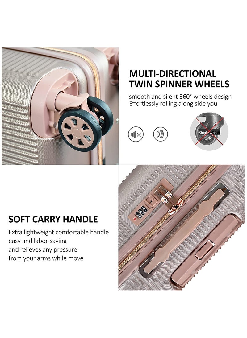 SENATOR Hard Case Luggage Trolley For Unisex ABS Lightweight 4 Double Wheeled Suitcase With Built In TSA Type Lock A5123 Rose Gold  - Image 5